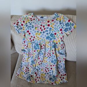 NWOT 5T Old Navy Printed Jersey-Knit Short-Sleeve Dress Fruits Floral Girls